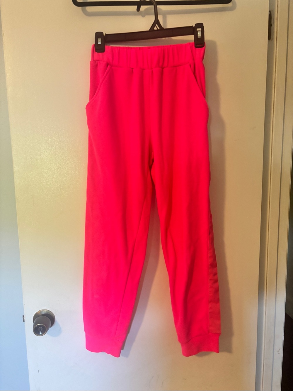 Dudley Stephens Neon Pink Terry Fleece Joggers, Size XS